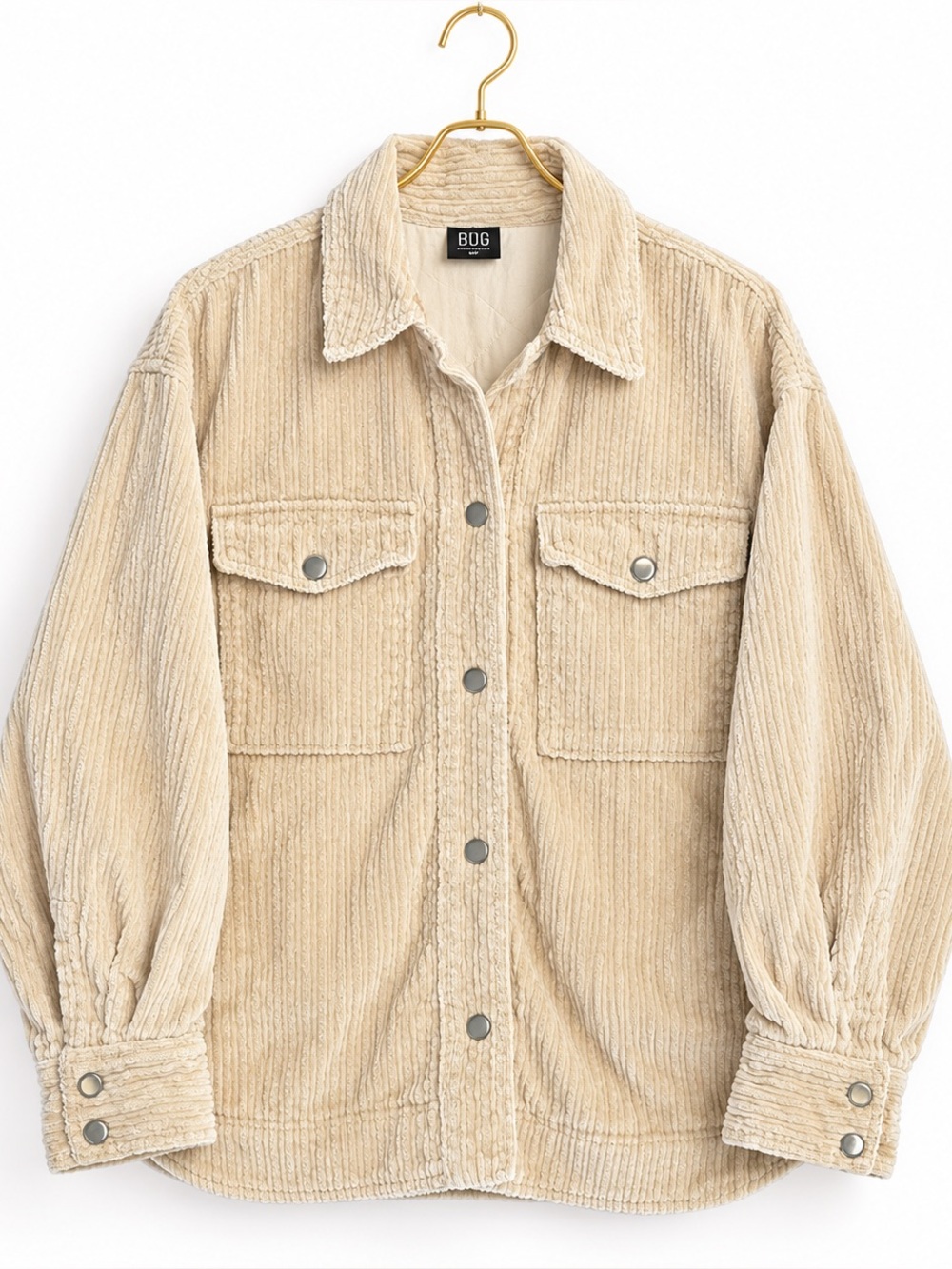 BDG Shirt Jacket Cream Medium Large Oversized Cabincore Shacket Urban Outfitters